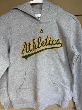 Majestic Gray Hoodie with Green and Yellow Athletics Script